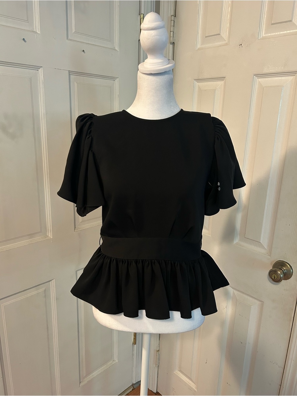 NWOT Express Classic Black Peplum Ruffle Top